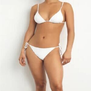 ONIA Women's White Kate Geo Textured Side Tie Bikini Bottom Size XS